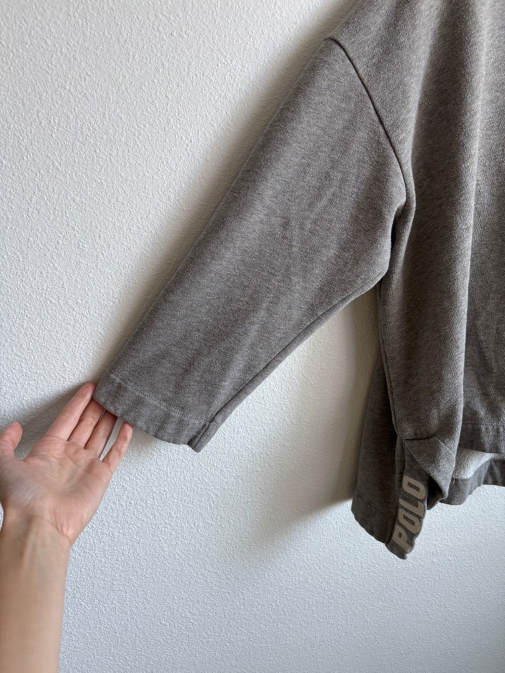 Polo Ralph Lauren Womens Heather Gray Oversized 3/4 Sleeve Sweatshirt Large - Picture 2 of 5